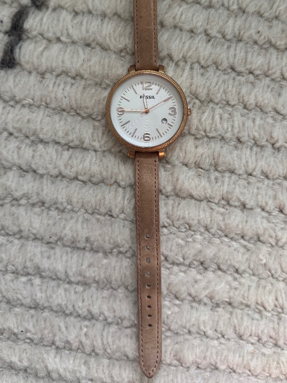 Fossil Rose Gold Tone Dial Leather Brown Strap ES 3133 Watch - Picture 2 of 3